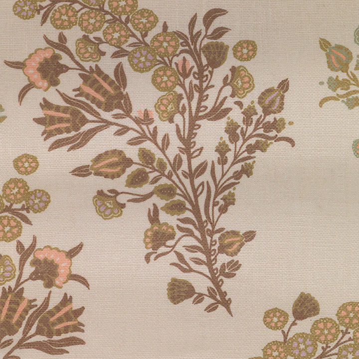 Coromandel Flower Coral Moss Fabric by Parker & Jules