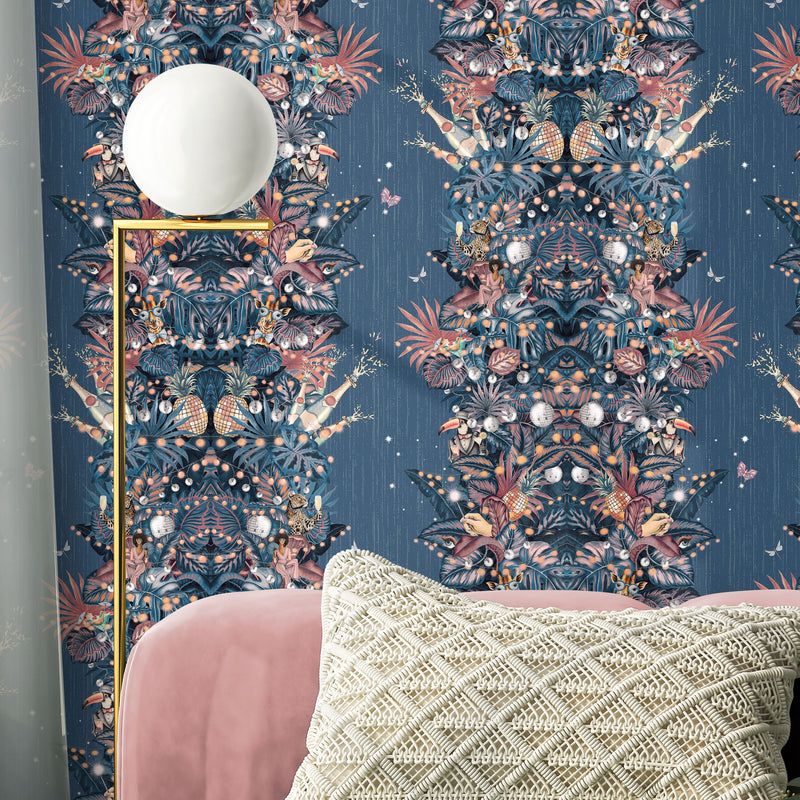 BMGI006/07A Paradise Party Blueberry Rose Wallpaper by Brand McKenzie
