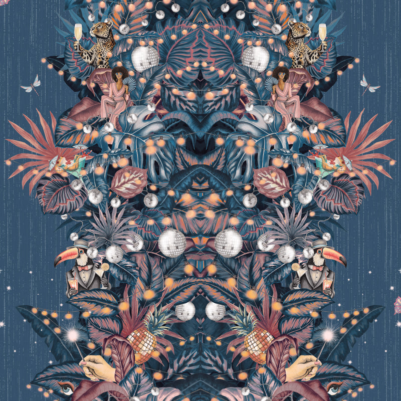 BMGI006/07A Paradise Party Blueberry Rose Wallpaper by Brand McKenzie