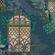 Peacock Manor Heart Deco Indigo Wallpaper by Brand McKenzie