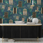 BMHD002/06A Peacock Manor Heart Deco Indigo Wallpaper by Brand McKenzie