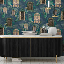 BMHD002/06A Peacock Manor Heart Deco Indigo Wallpaper by Brand McKenzie