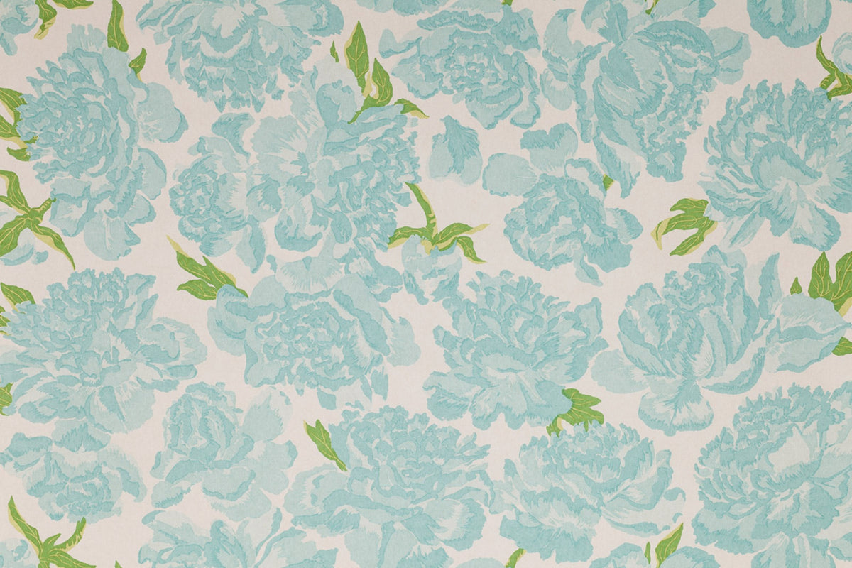 Peonies Turquoise Wallpaper by Christopher Farr Cloth