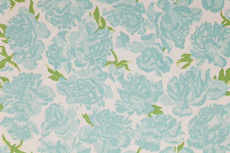 Peonies Turquoise Wallpaper by Christopher Farr Cloth