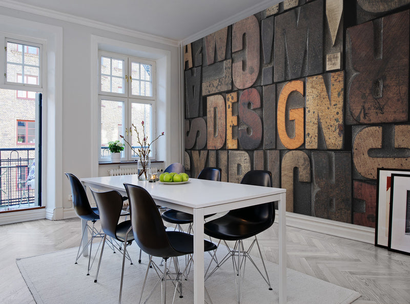 R10511 Woodcut Design Panorama Mural by Rebel Walls