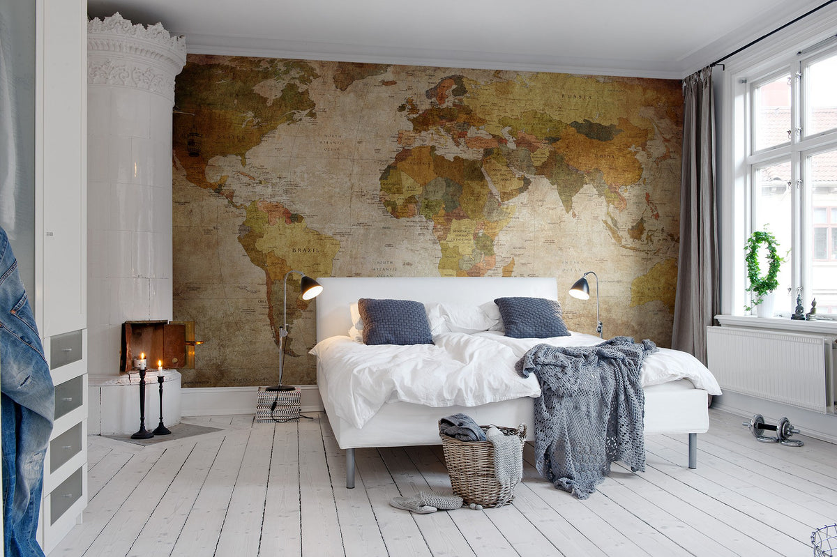 R10771 World Map Panorama Mural by Rebel Walls