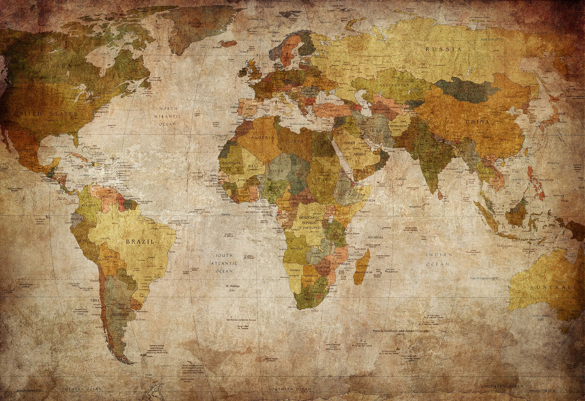 R10771 World Map Panorama Mural by Rebel Walls