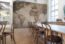 R10772 World Map Brown Panorama Mural by Rebel Walls