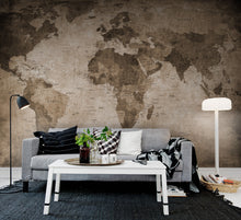R10772 World Map Brown Panorama Mural by Rebel Walls