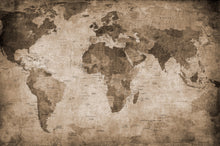 R10772 World Map Brown Panorama Mural by Rebel Walls