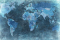 World Map Blue Panorama Mural by Rebel Walls