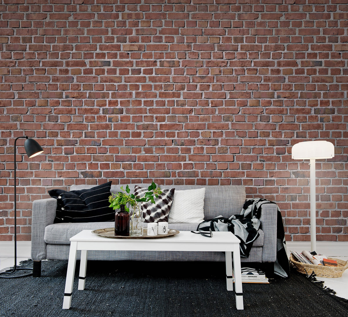 R10961 Brick Wall Red Panorama Mural by Rebel Walls