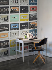 R11042 Mixed Tape Panorama Mural by Rebel Walls