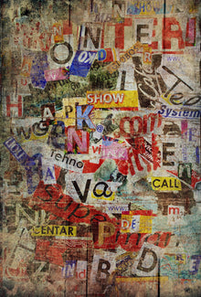 R11201 Newspaper Clippings Panorama Mural by Rebel Walls