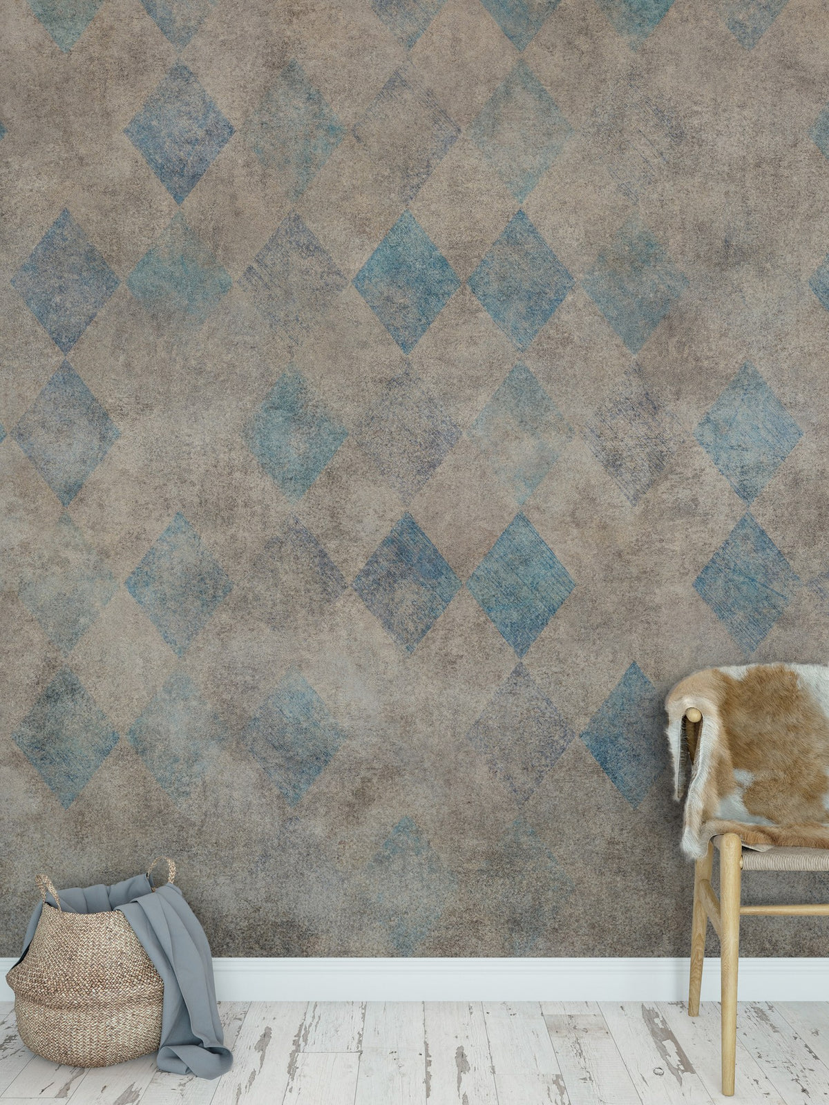 R11411 Patinated Diamonds Panorama Mural by Rebel Walls
