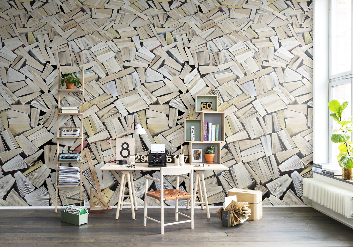 R11511 Books Panorama Mural by Rebel Walls