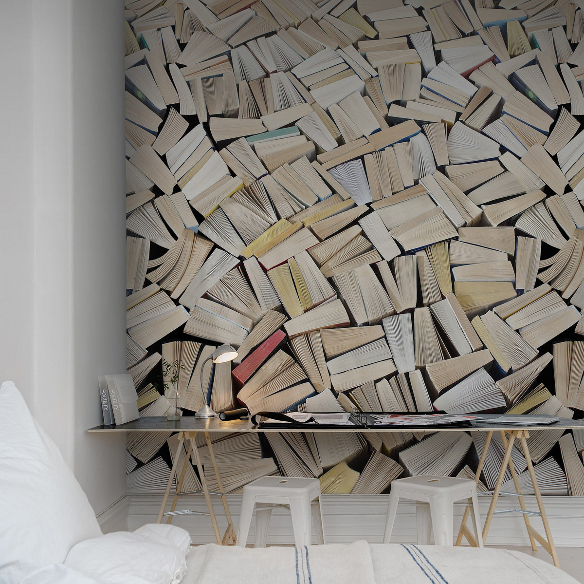 R11511 Books Panorama Mural by Rebel Walls