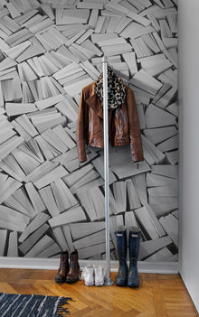 R11513 Books White Panorama Mural by Rebel Walls