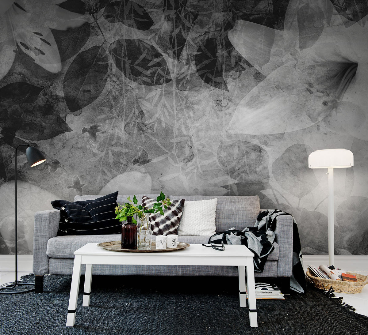 R12062 Garden of Dreams Black & White Panorama Mural by Rebel Walls