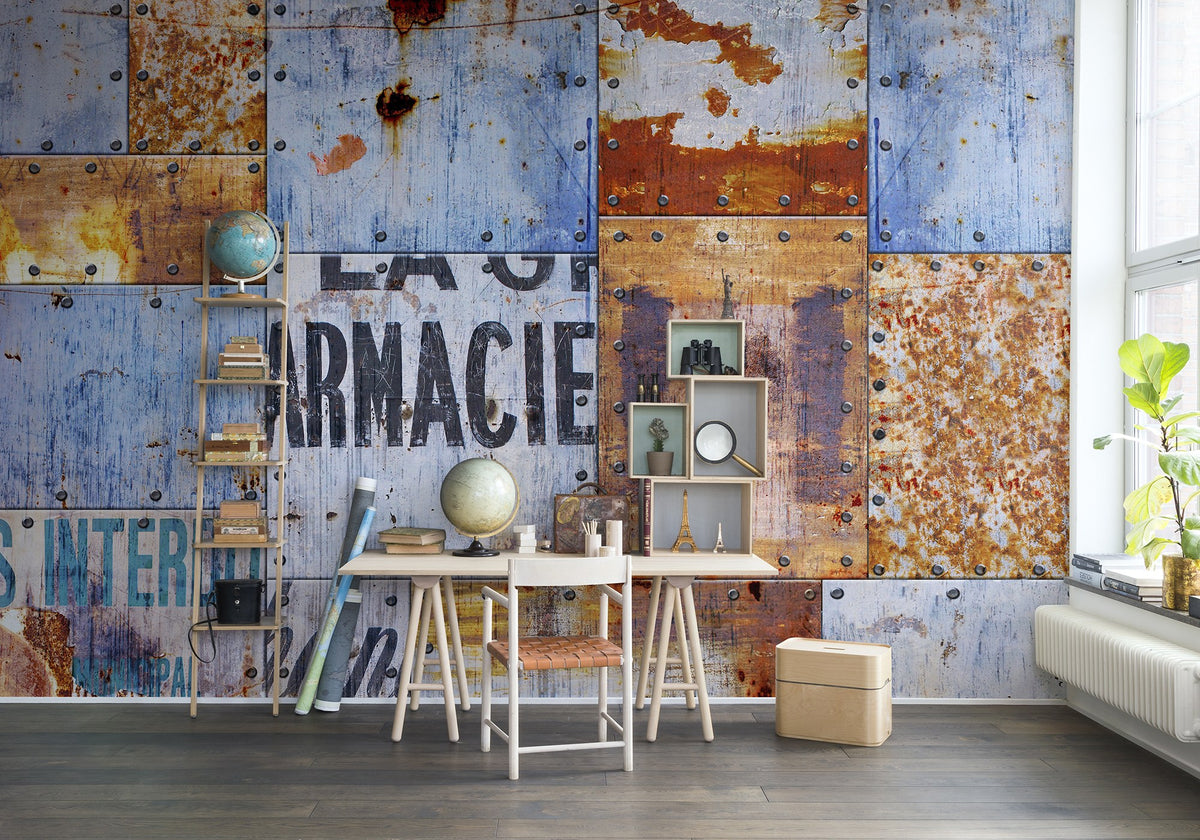 R12141 Steel Plates Panorama Mural by Rebel Walls