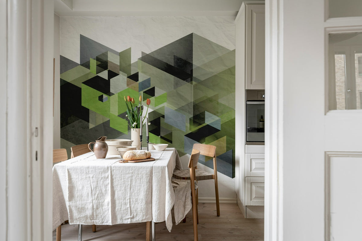 R12314 Fractal Green Panorama Mural by Rebel Walls