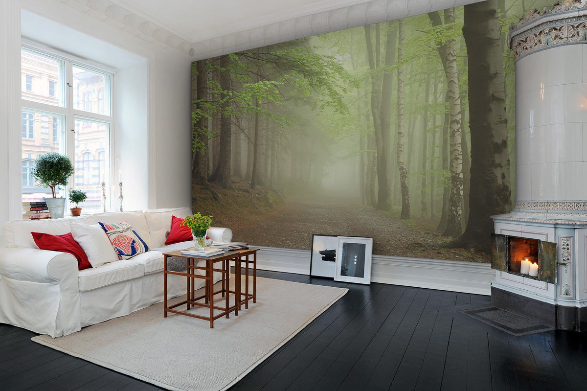 R12471 Forest Path Panorama Mural by Rebel Walls