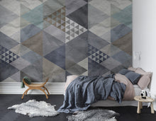R12521 Quadrangle Blue Panorama Mural by Rebel Walls