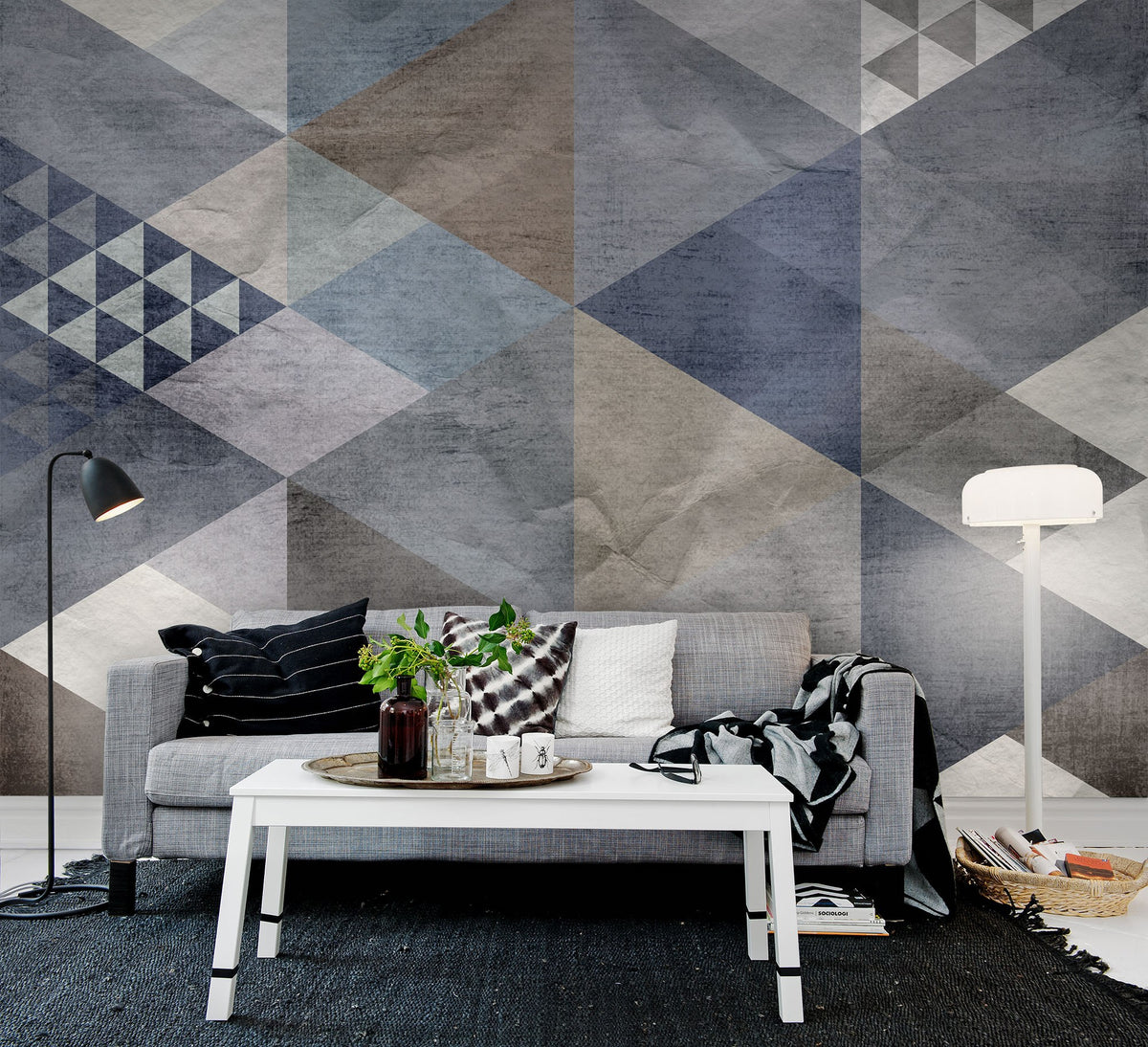 R12521 Quadrangle Blue Panorama Mural by Rebel Walls