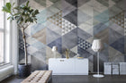R12521 Quadrangle Blue Panorama Mural by Rebel Walls