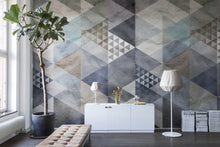 R12521 Quadrangle Blue Panorama Mural by Rebel Walls