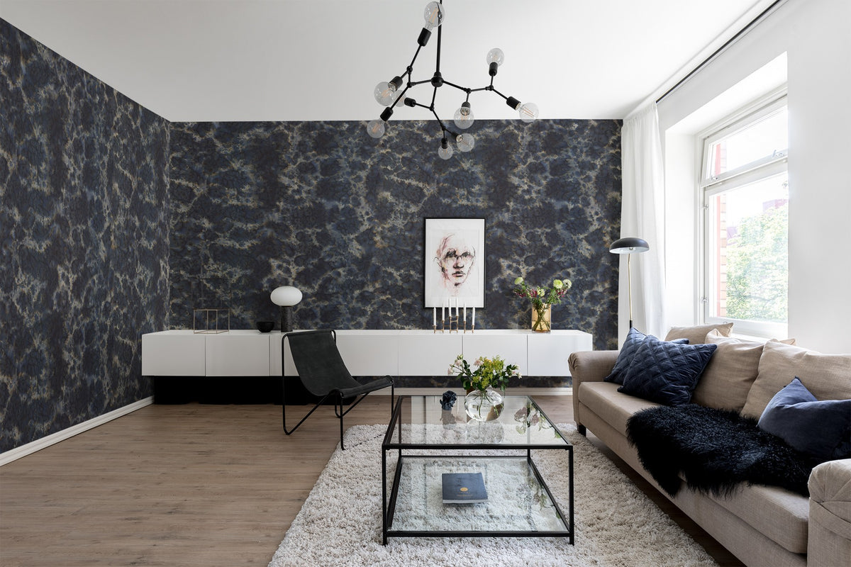 R12571 Flow Dark Blue Panorama Mural by Rebel Walls