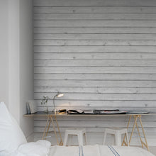 R12582 Horizontal Boards White Panorama Mural by Rebel Walls