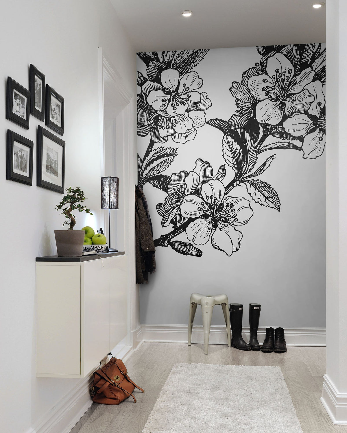 R12652 Springtime Black&white Panorama Mural by Rebel Walls