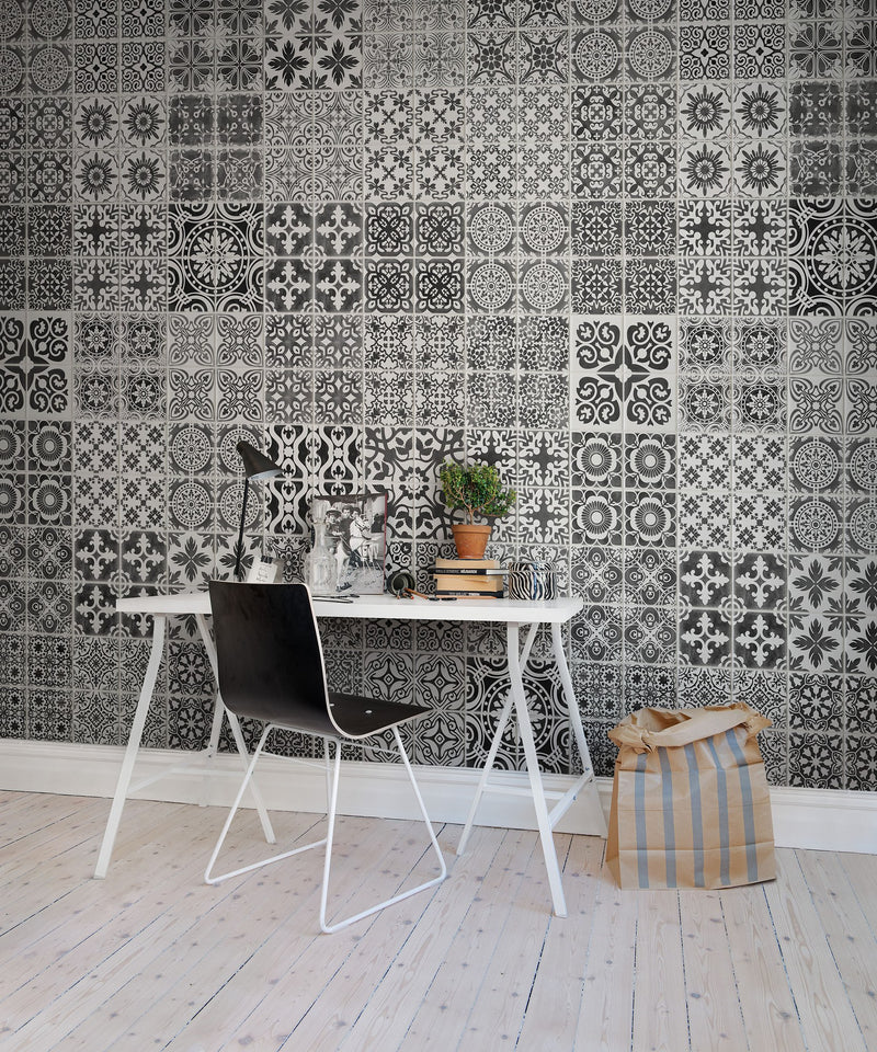 R12721 Marrakech Black Frontage Mural by Rebel Walls