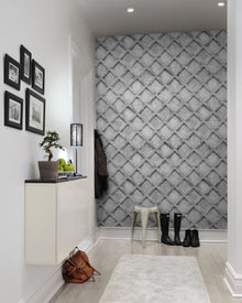 R12782 Concrete Trellis Gray Frontage Mural by Rebel Walls