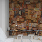 R12861 Vintage Books Cover Frontage Mural by Rebel Walls