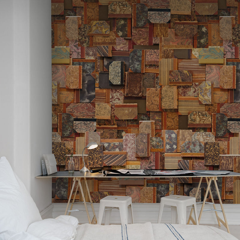 R12861 Vintage Books Cover Frontage Mural by Rebel Walls