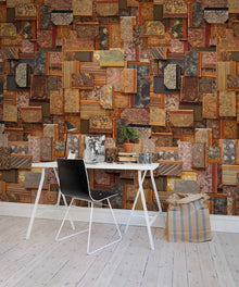 R12861 Vintage Books Cover Frontage Mural by Rebel Walls