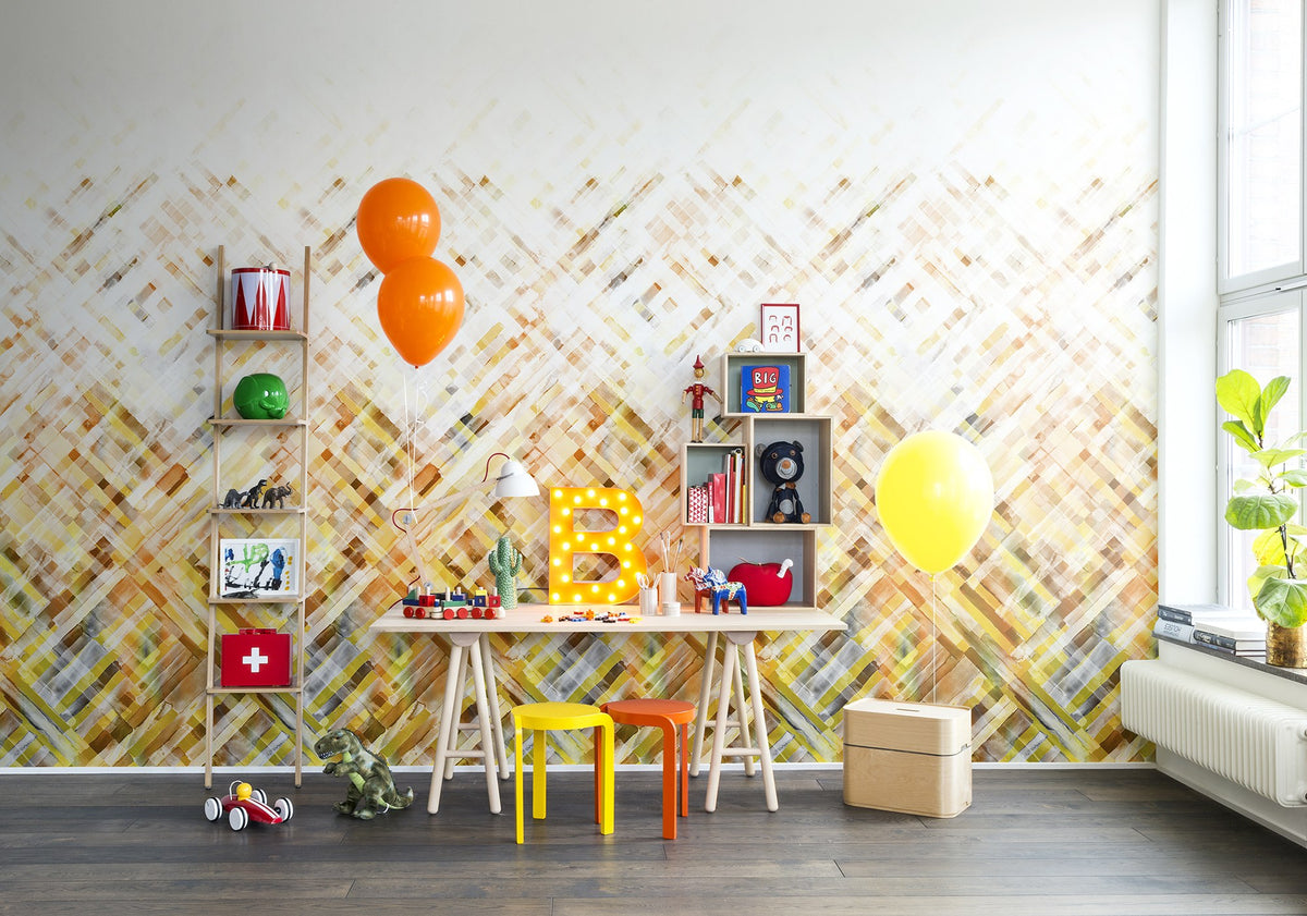 R12891 Dream Weaver Yellow Frontage Mural by Rebel Walls