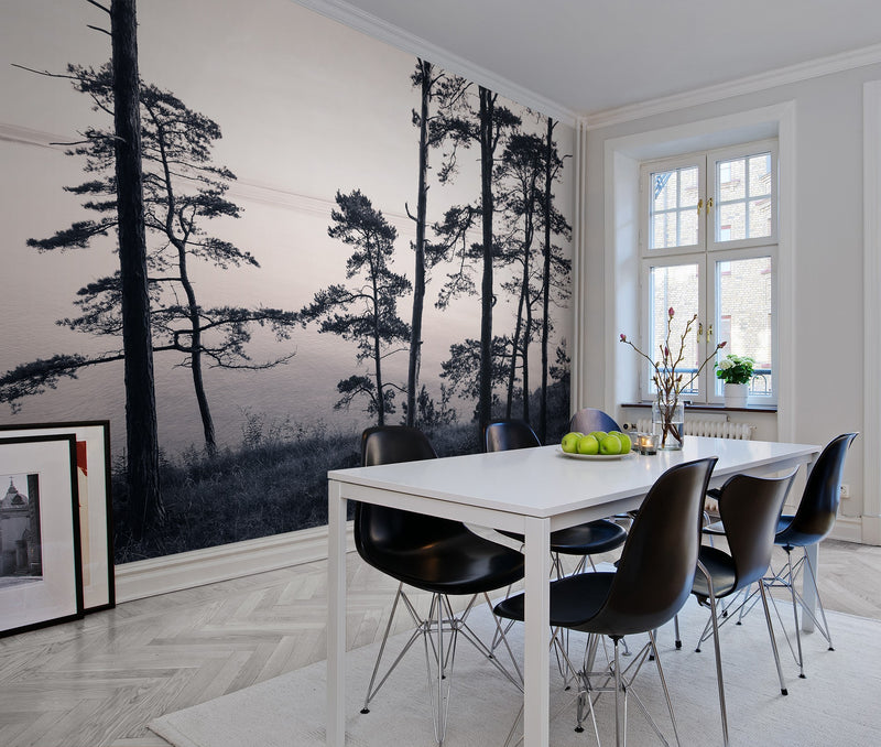 R13021 Old Pine Trees Greenhouse Mural by Rebel Walls