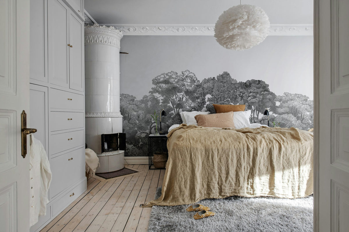 R13053 Bellewood Black Toile Greenhouse Mural by Rebel Walls