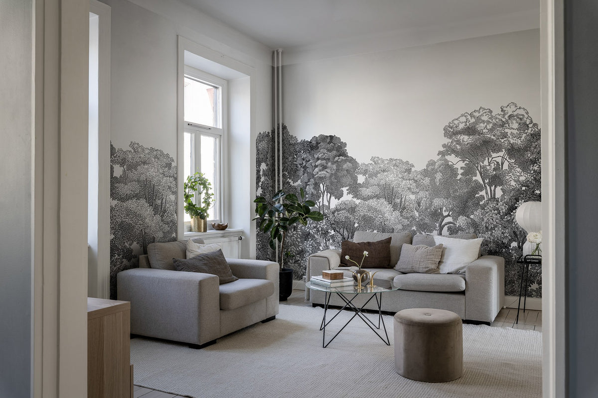 R13053 Bellewood Black Toile Greenhouse Mural by Rebel Walls