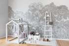 R13054 Bellewood Gray Toile Greenhouse Mural by Rebel Walls