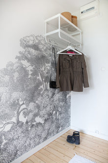 R13054 Bellewood Gray Toile Greenhouse Mural by Rebel Walls