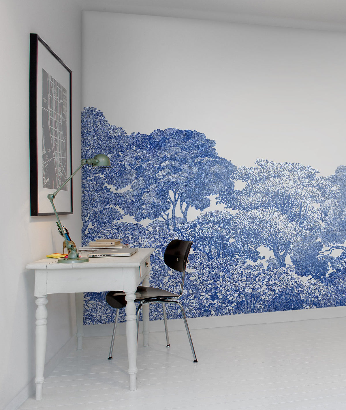 R13055 Bellewood Porcelain Toile Greenhouse Mural by Rebel Walls