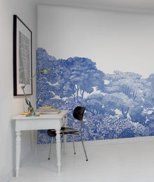 R13055 Bellewood Porcelain Toile Greenhouse Mural by Rebel Walls