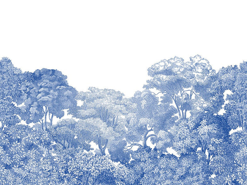 R13055 Bellewood Porcelain Toile Greenhouse Mural by Rebel Walls