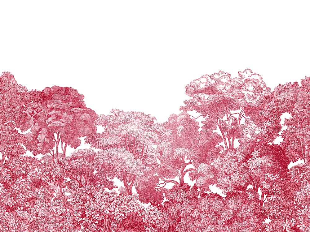 R13056 Bellewood Crimson Toile Greenhouse Mural by Rebel Walls