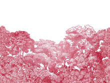 R13056 Bellewood Crimson Toile Greenhouse Mural by Rebel Walls