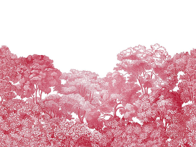 R13056 Bellewood Crimson Toile Greenhouse Mural by Rebel Walls